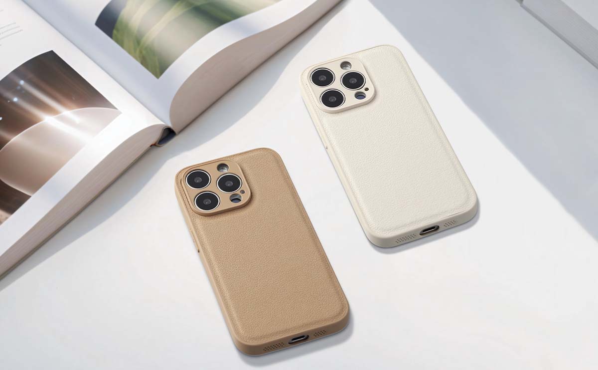 Trending phone cases in beige and cream leather